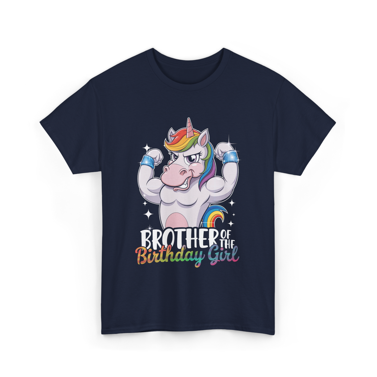 Brother of Birthday Girl Unicorn T-Shirt - Navy