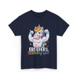 Brother of Birthday Girl Unicorn T-Shirt - Navy