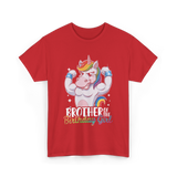 Brother of Birthday Girl Unicorn T-Shirt - Red