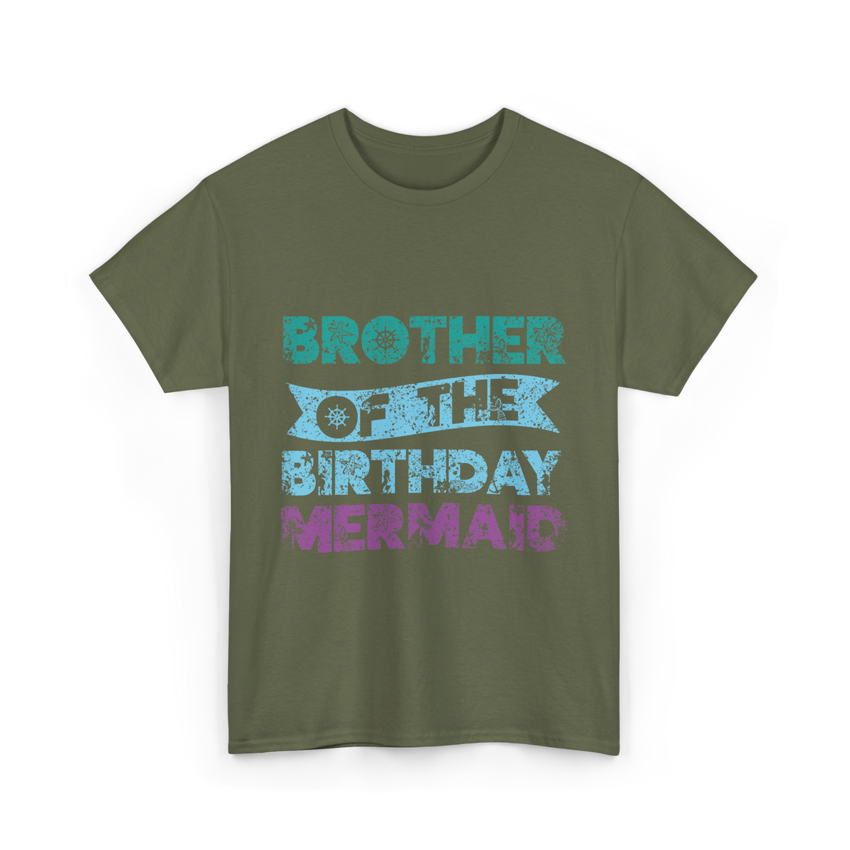 Brother of the Birthday Mermaid T-Shirt - Military Green