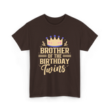 Brother of the Birthday Twins Celebration T-Shirt - Dark Chocolate