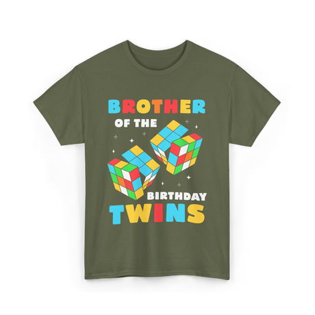 Brother Of The Birthday Twins T-Shirt - Military Green