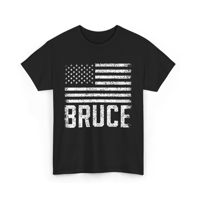 Bruce American Flag Patriot T-Shirt - Black