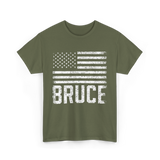 Bruce American Flag Patriot T-Shirt - Military Green