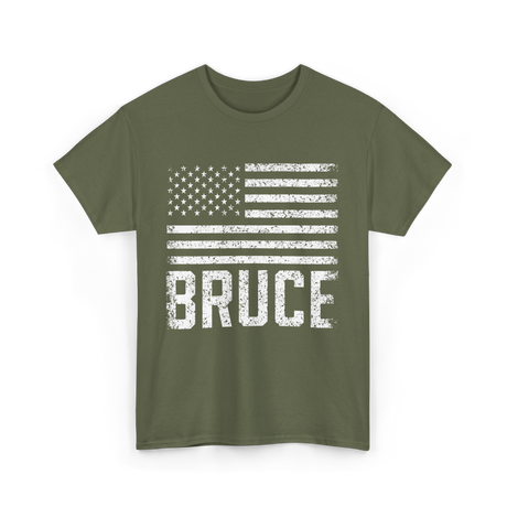 Bruce American Flag Patriot T-Shirt - Military Green