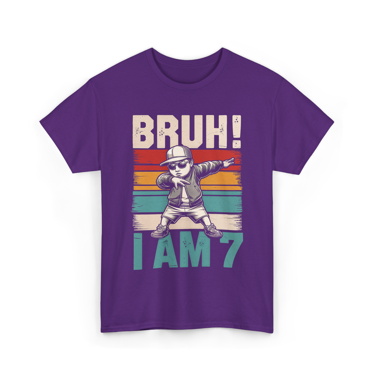 Bruh I Am 7 Birthday Boy T-Shirt - Purple