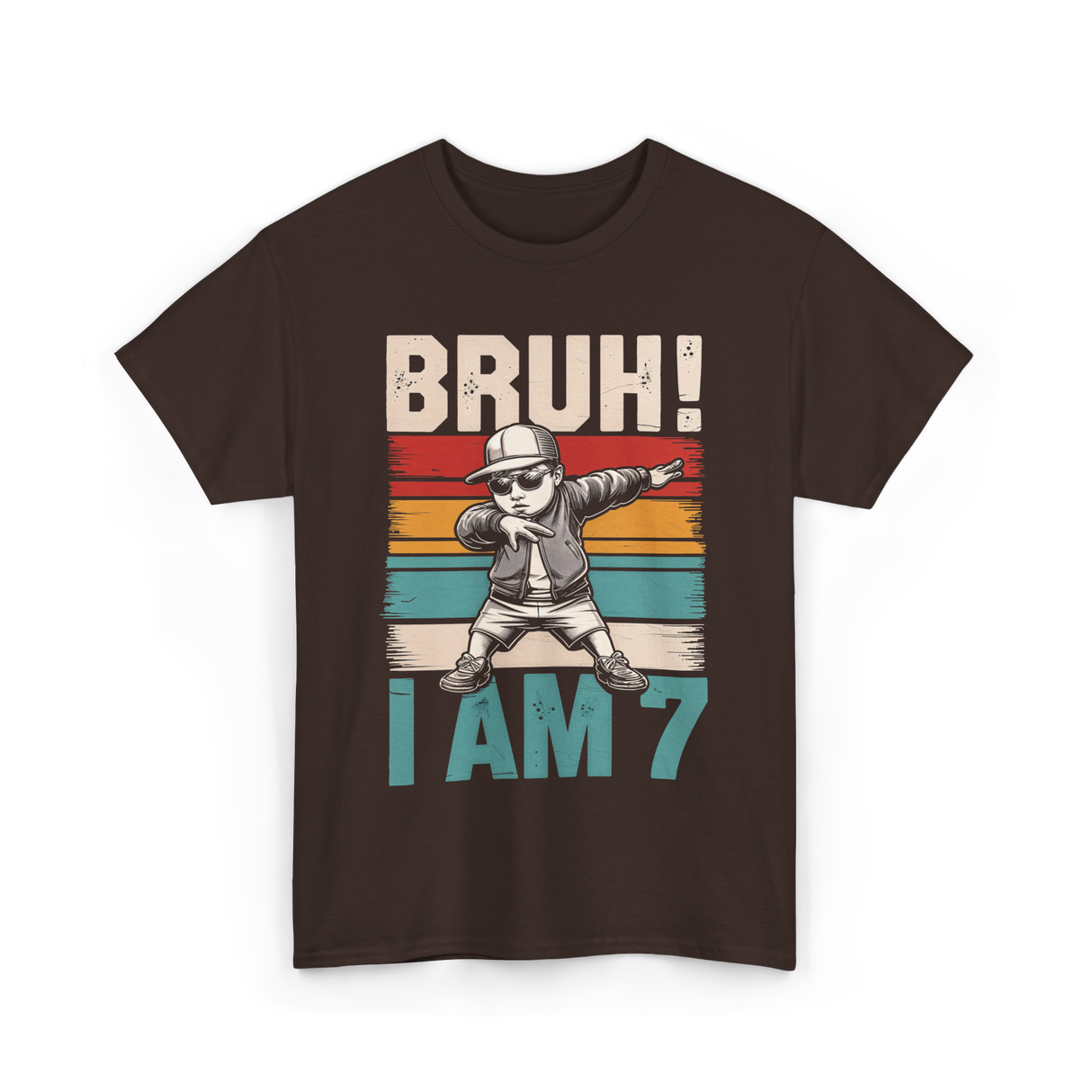 Bruh I Am 7 Birthday Boy T-Shirt - Dark Chocolate