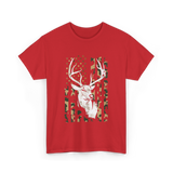 Buck Deer Hunting USA Camouflage T-Shirt - Red