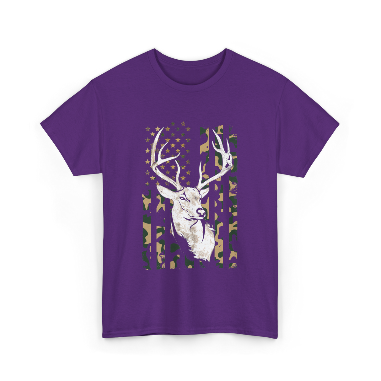 Buck Deer Hunting USA Camouflage T-Shirt - Purple