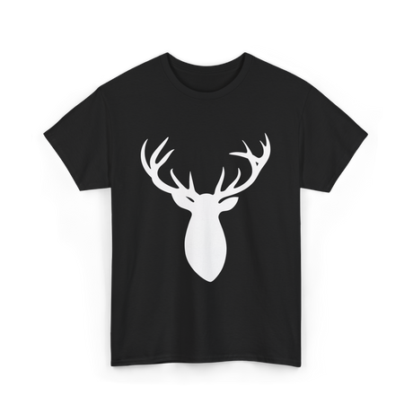 Buck Stag Deer Head Antlers Silhouette T-Shirt - Black