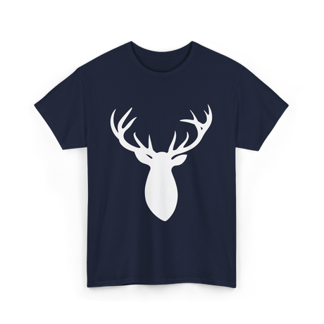 Buck Stag Deer Head Antlers Silhouette T-Shirt - Navy