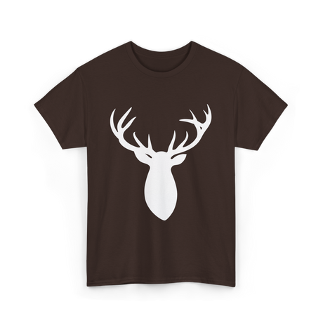 Buck Stag Deer Head Antlers Silhouette T-Shirt - Dark Chocolate