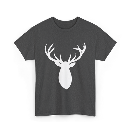 Buck Stag Deer Head Antlers Silhouette T-Shirt - Dark Heather