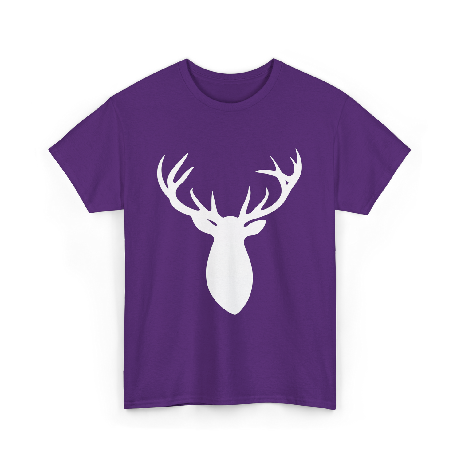 Buck Stag Deer Head Antlers Silhouette T-Shirt - Purple
