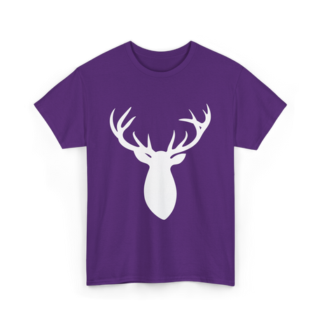 Buck Stag Deer Head Antlers Silhouette T-Shirt - Purple