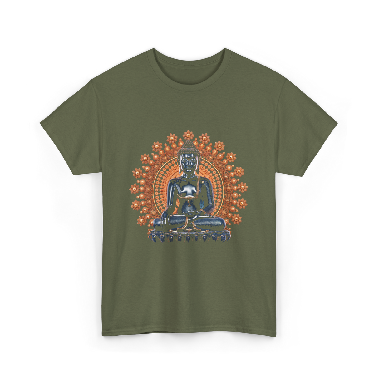 Buddha Statue Meditation Buddhism Zen T-Shirt - Military Green