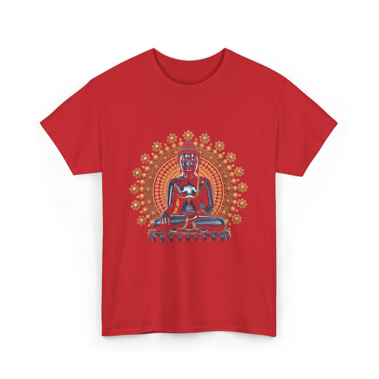 Buddha Statue Meditation Buddhism Zen T-Shirt - Red