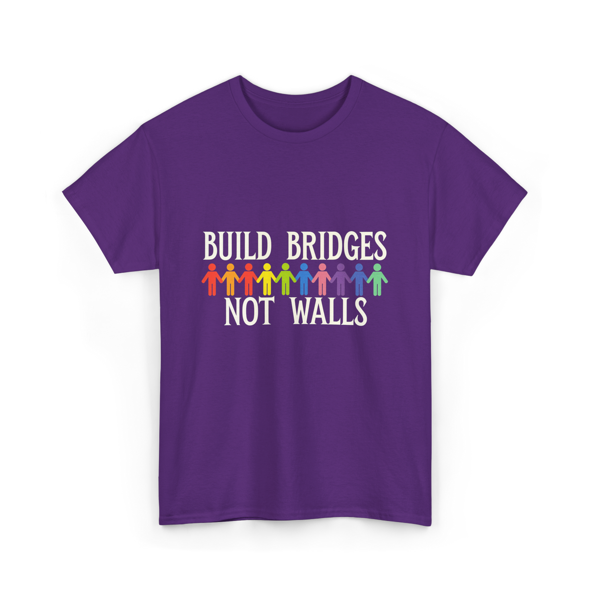 Build Bridges Not Walls Activism T-Shirt - Purple