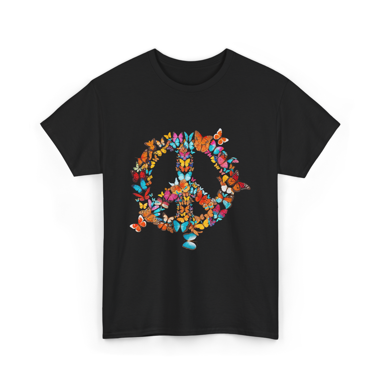 Butterfly Peace Sign Butterflies Nature T-Shirt - Black