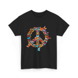 Butterfly Peace Sign Butterflies Nature T-Shirt - Black