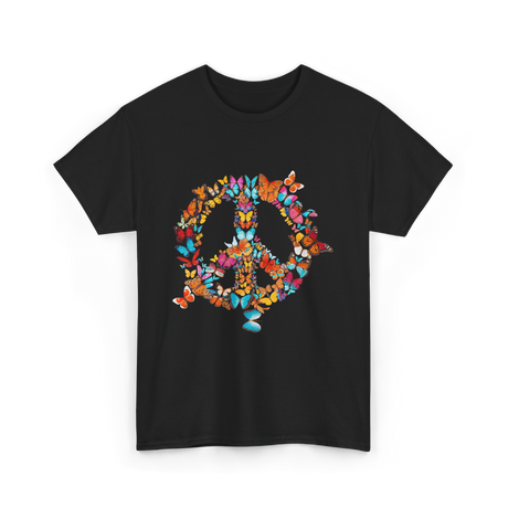 Butterfly Peace Sign Butterflies Nature T-Shirt - Black