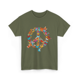 Butterfly Peace Sign Butterflies Nature T-Shirt - Military Green