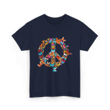 Butterfly Peace Sign Butterflies Nature T-Shirt - Navy