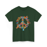 Butterfly Peace Sign Butterflies Nature T-Shirt - Forest Green