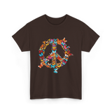 Butterfly Peace Sign Butterflies Nature T-Shirt - Dark Chocolate