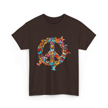 Butterfly Peace Sign Butterflies Nature T-Shirt - Dark Chocolate