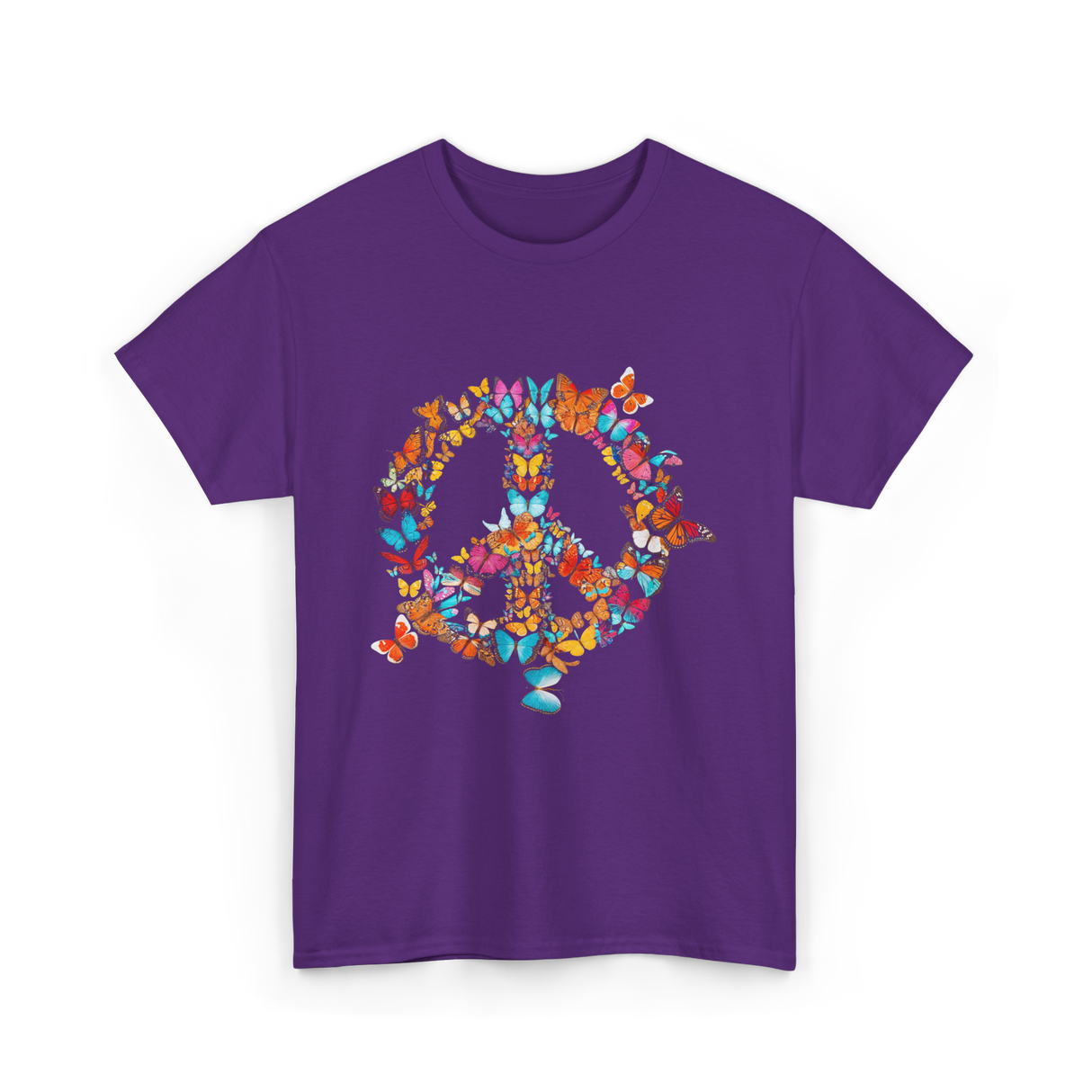 Butterfly Peace Sign Butterflies Nature T-Shirt - Purple