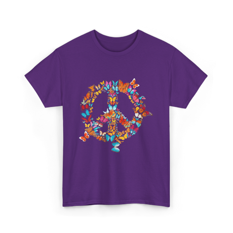 Butterfly Peace Sign Butterflies Nature T-Shirt - Purple