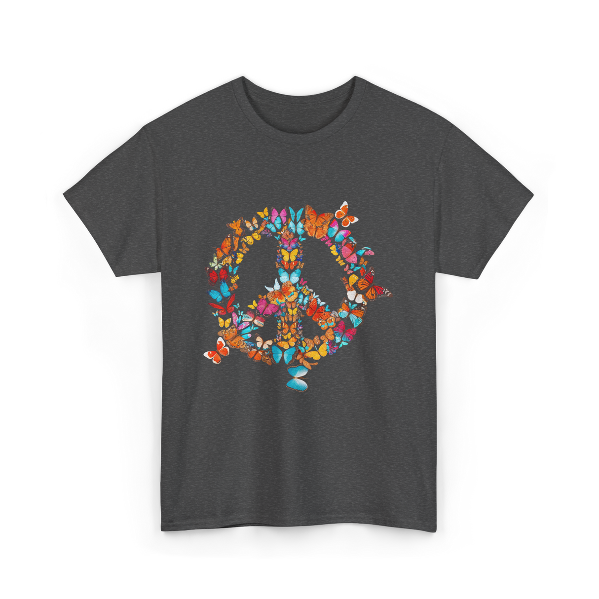 Butterfly Peace Sign Butterflies Nature T-Shirt - Dark Heather