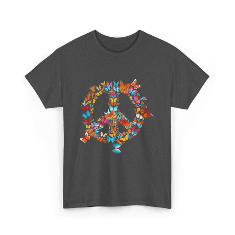 Butterfly Peace Sign Butterflies Nature T-Shirt - Dark Heather