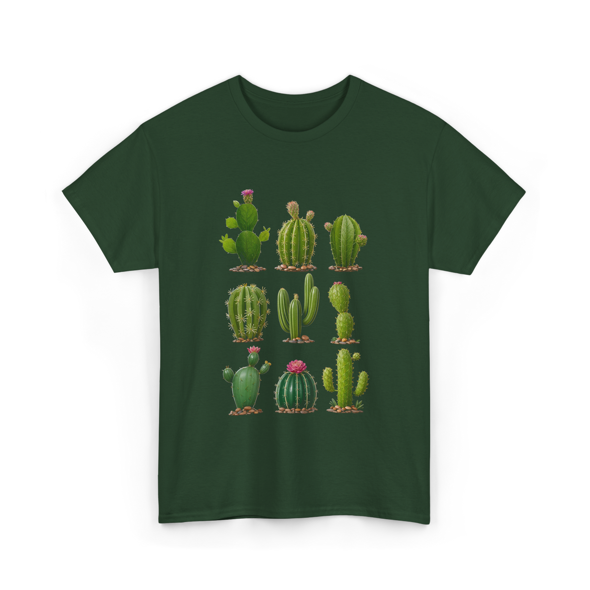 Cacti Collection Cactus T-Shirt - Forest Green