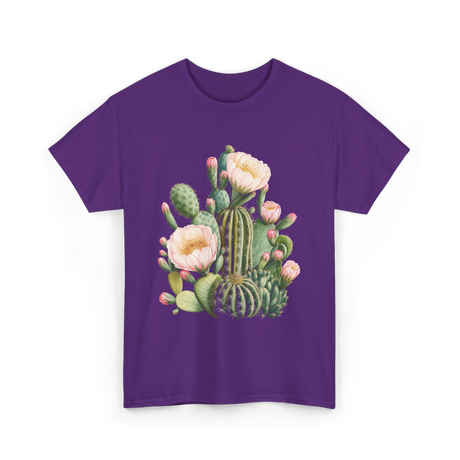 Cactus Flower Botanical Cacti T-Shirt - Purple