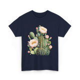 Cactus Flower Botanical Cacti T-Shirt - Navy