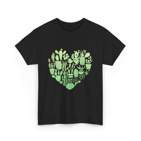 Cactus Heart Succulent Cacti T-Shirt - Black