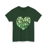 Cactus Heart Succulent Cacti T-Shirt - Forest Green