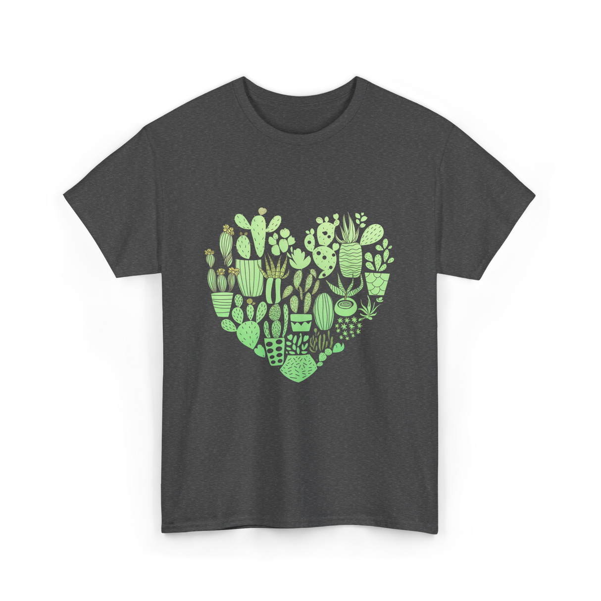 Cactus Heart Succulent Cacti T-Shirt - Dark Heather