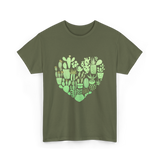 Cactus Heart Succulent Cacti T-Shirt - Military Green