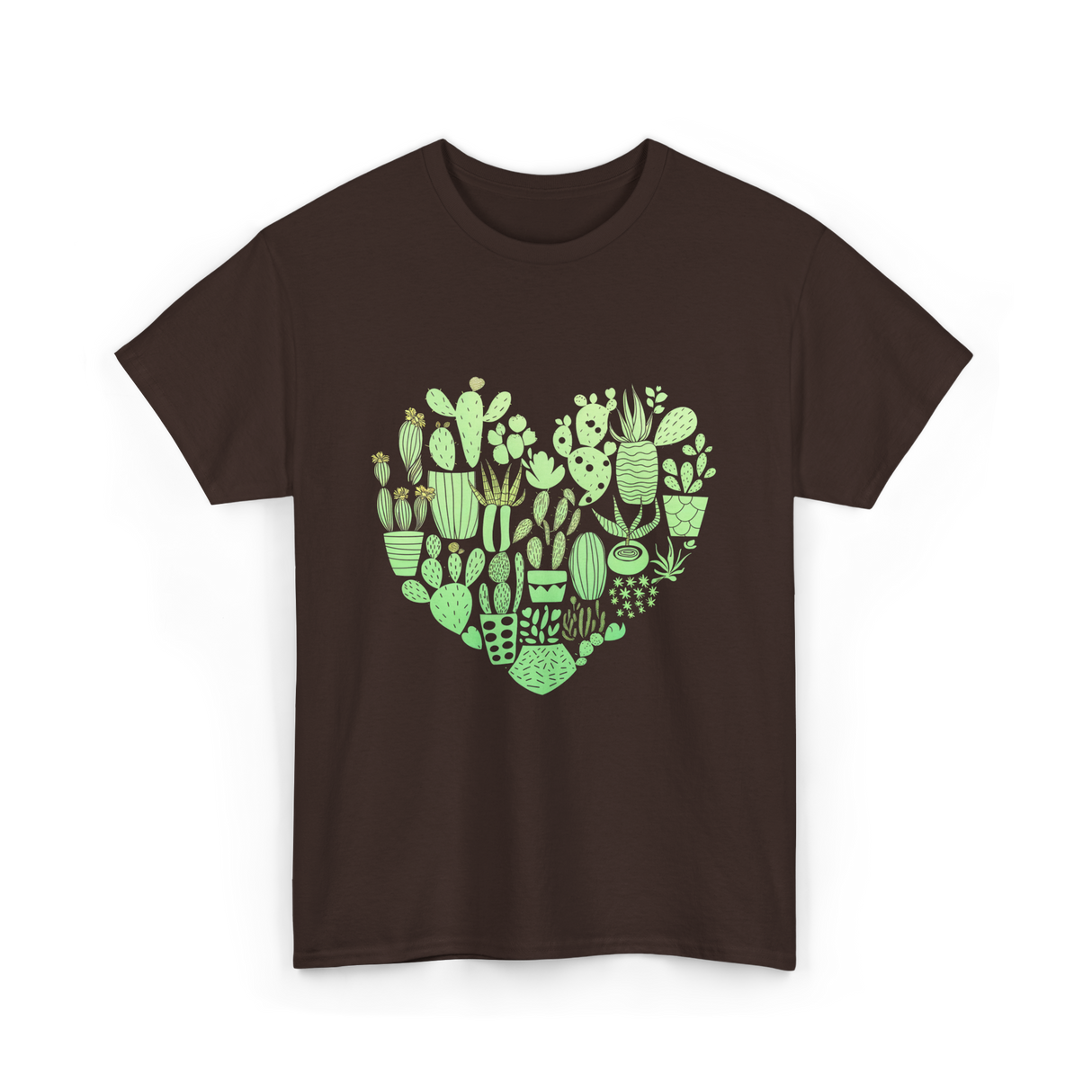 Cactus Heart Succulent Cacti T-Shirt - Dark Chocolate