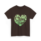 Cactus Heart Succulent Cacti T-Shirt - Dark Chocolate