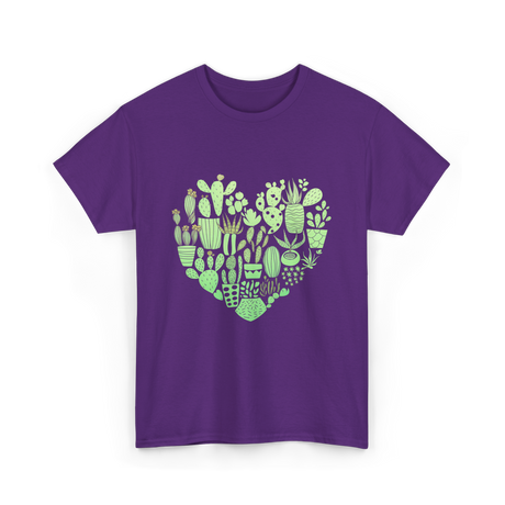 Cactus Heart Succulent Cacti T-Shirt - Purple