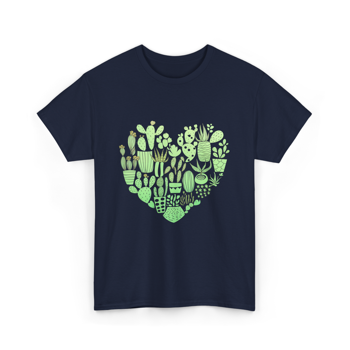 Cactus Heart Succulent Cacti T-Shirt - Navy