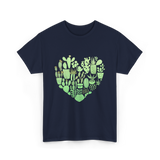 Cactus Heart Succulent Cacti T-Shirt - Navy