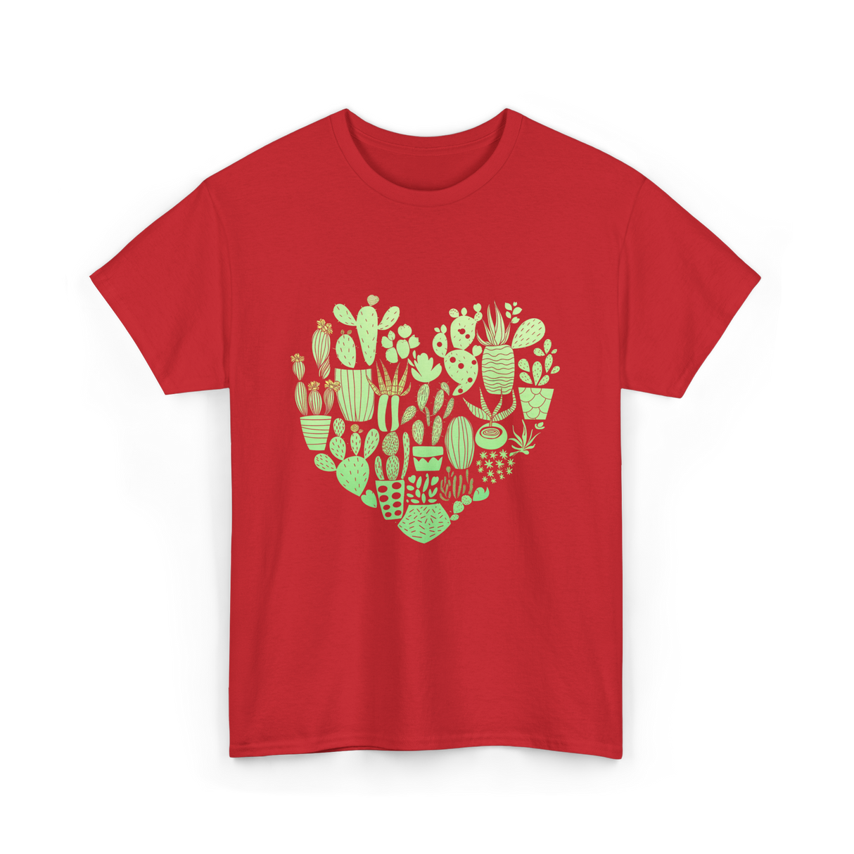 Cactus Heart Succulent Cacti T-Shirt - Red