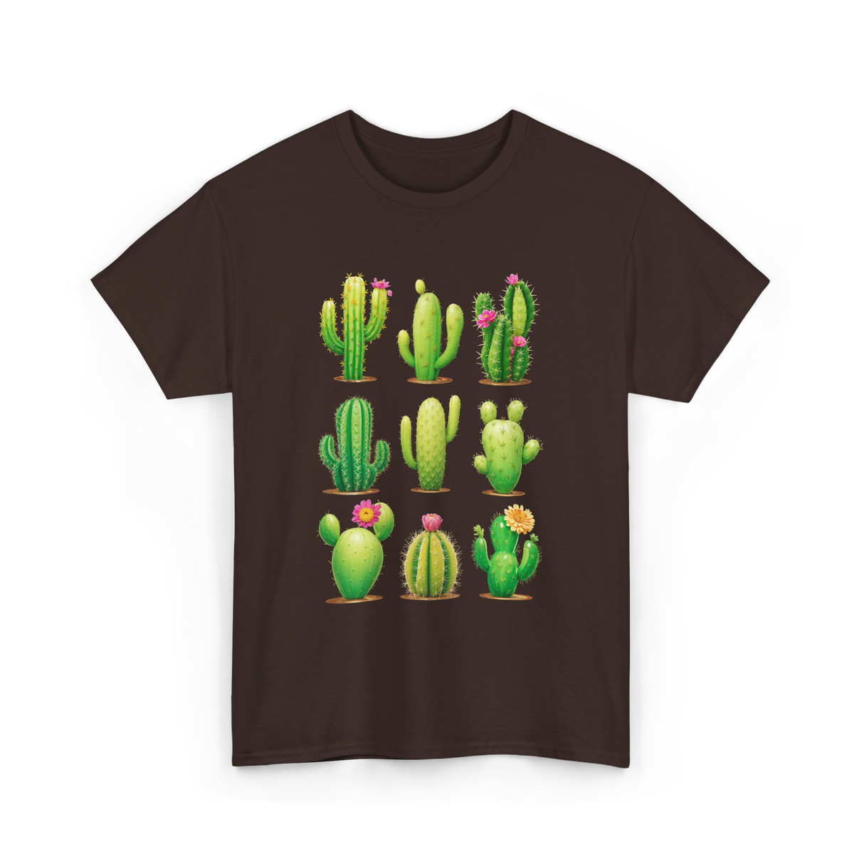 Cactus Plants Cactus Greenery T-Shirt - Dark Chocolate