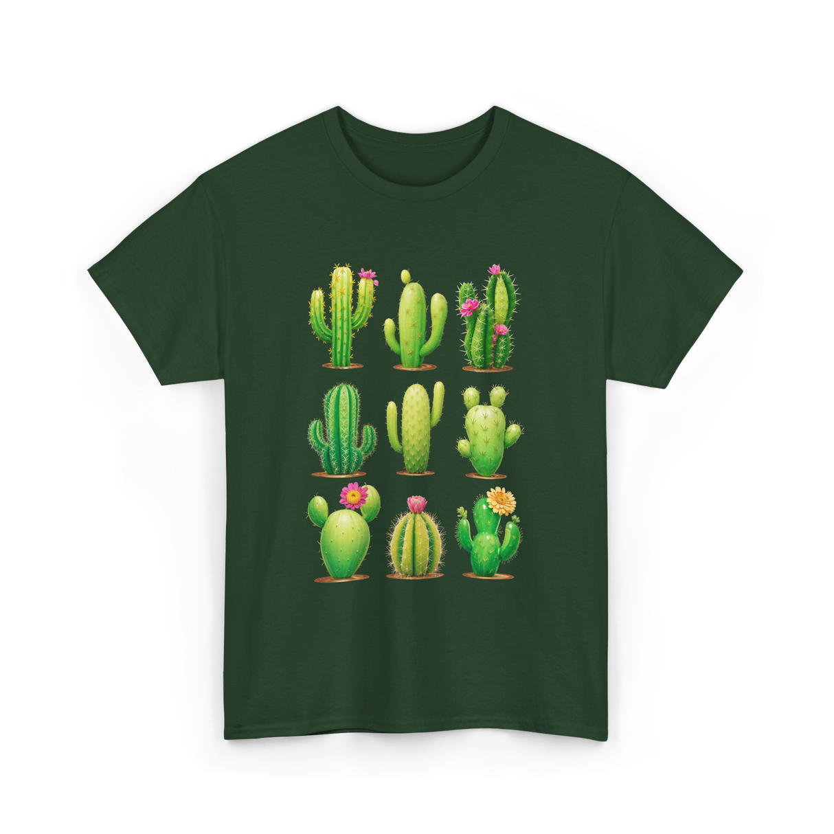 Cactus Plants Cactus Greenery T-Shirt - Forest Green