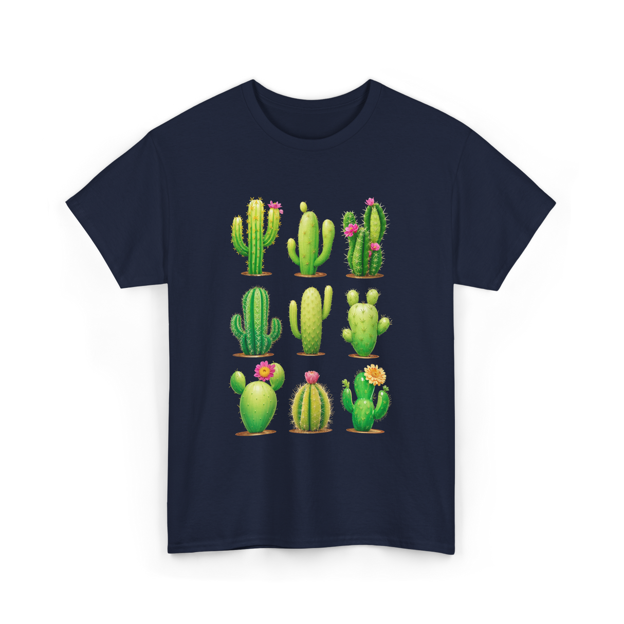 Cactus Plants Cactus Greenery T-Shirt - Navy